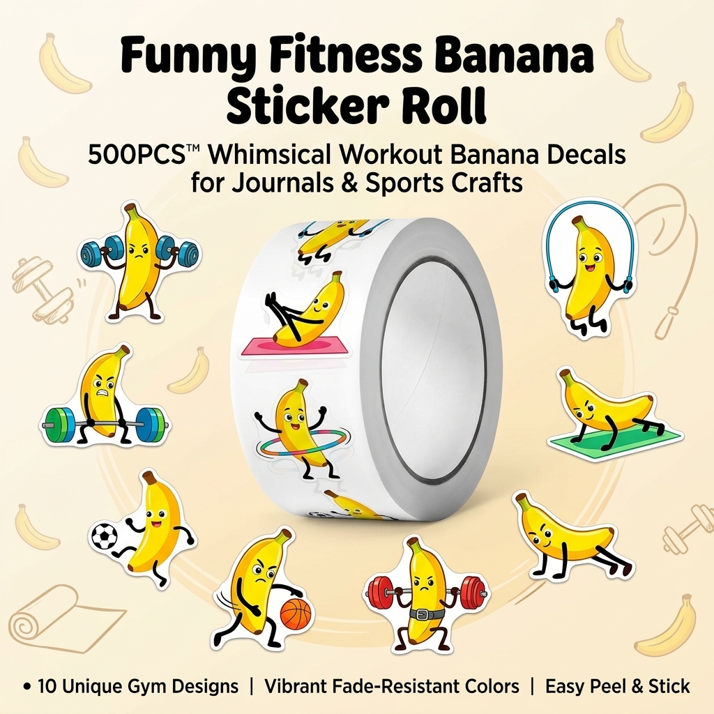 Fitness Journal Planner - 500Pcs Funny Fitness Banana Stickers Roll